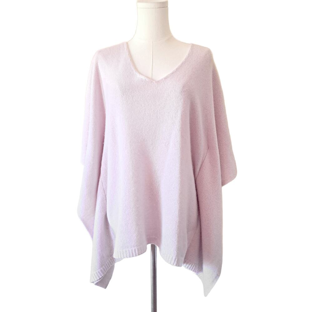 CALYPSO ST BARTH 100% Cashmere V-Neck Poncho Sweater Ballet Pink XS Boho Relaxed